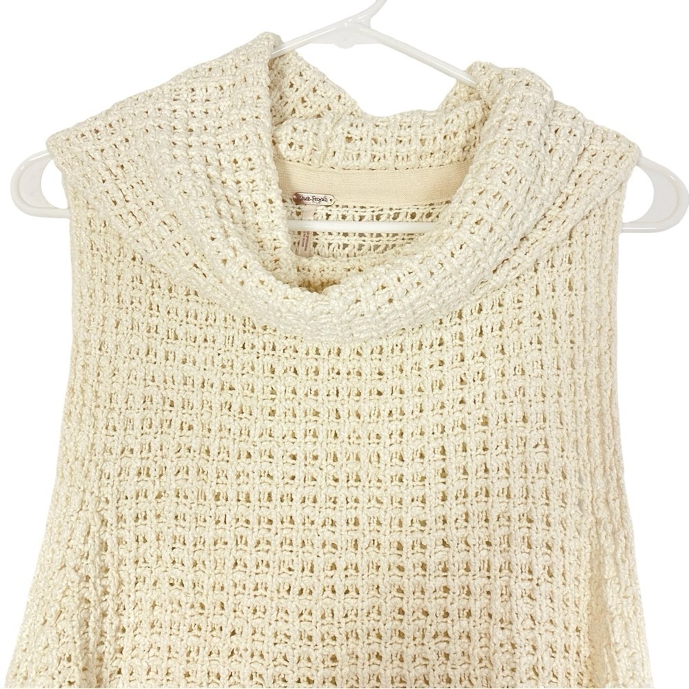 Free People Sweater Womens Size Small Skyscraper Sleeveless Turtleneck Cream - Picture 3 of 13